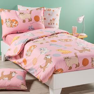 Sacco Copripiumino Con Federe Singolo Rosa Gattini Caleffi Kids, In Cotone Caleffi
