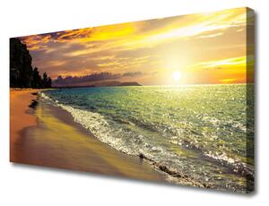 Quadro su tela Sole spiaggia mare paesaggio 100x50 cm