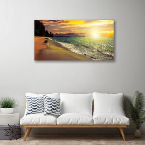 Quadro su tela Sole spiaggia mare paesaggio 100x50 cm