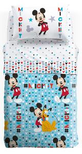 Copriletto Non Trapuntato Piazza E Mezza Mickey Stelle Cartoons, In Cotone Panama Caleffi