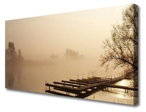 Stampa quadro su tela Ponte d'acqua, paesaggio di nebbia 100x50 cm