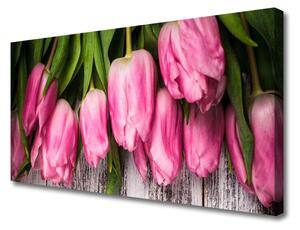 Quadro su tela Tulipani Sul Muro 100x50 cm