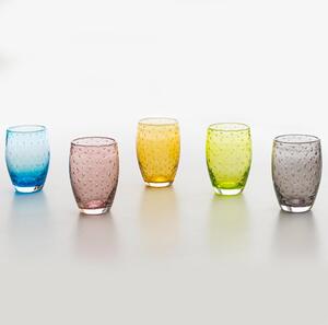 Zafferano Bolicante Bicchiere Acqua 35 Cl Set 6 Pz Fatto A Mano In Vetro Multicolore