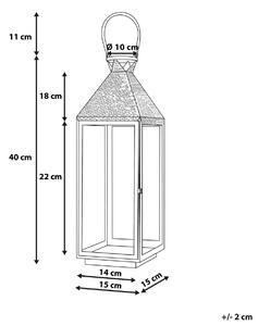 Lanterna in Metallo Argento Portacandele a Colonna in Acciaio Inox H 40 cm Beliani