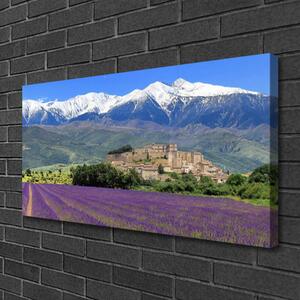 Quadro su tela Prato fiori paesaggio di montagna 100x50 cm
