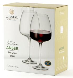 Crystalex Bohemia Anser Calice Vino Rosso 77 Cl Set 2 Pz In Vetro Trasparente