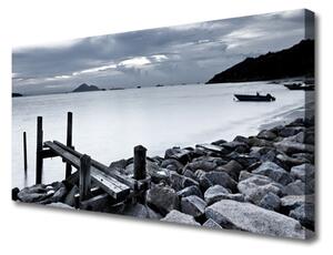 Quadro su tela Paesaggio di pietre della spiaggia 100x50 cm