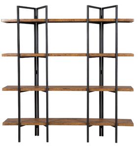 Libreria a 4 ripiani in legno scuro con struttura in metallo Nero Scaffale aperto minimalista industriale Beliani