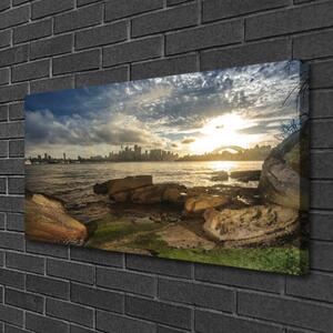Quadro su tela Paesaggio della città di mare 100x50 cm