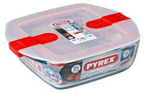 Pyrex Cook & Heat Teglia Quadrata Con Coperchio E Valvola Sfiato Vapore Cm 14x12 In Vetro Ultra Resistente