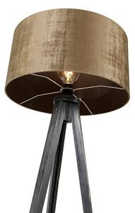 Lampada da terra treppiede nero con paralume marrone 50 cm - Tripod Classic