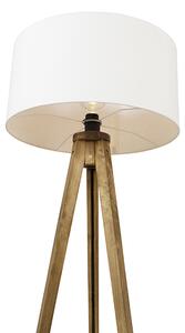 Lampada da terra treppiede legno paralume bianco 50 cm - TRIPOD Classic