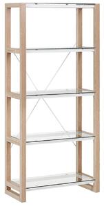 Libreria Scaffale in vetro legno bianco e legno chiaro Scaffale autoportante Design scandinavo Beliani