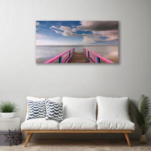 Quadro stampa su tela Architettura del ponte sul mare 100x50 cm