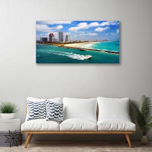 Quadro su tela Paesaggio della città della spiaggia del mare 100x50 cm