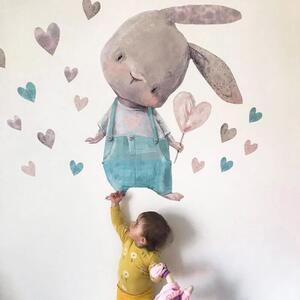Coniglietto con cuore - adesivo da parete