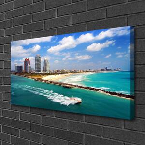 Quadro su tela Paesaggio della città della spiaggia del mare 100x50 cm