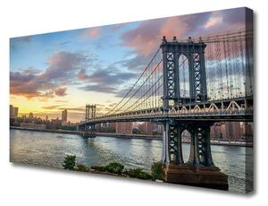 Stampa quadro su tela Architettura della città del ponte 100x50 cm