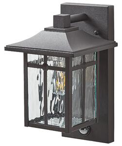 Lampada da parete esterna in metallo nero e vetro con sensore di movimento 30 cm esterno giardino stile retrò Beliani