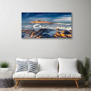 Foto quadro su tela Paesaggio di pietre di mare 100x50 cm