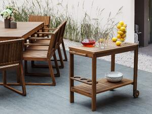 Set da pranzo da giardino da 10 pezzi in legno di acacia chiaro 8 sedie tavolo da pranzo carrello da tè Beliani