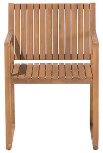 Set di 8 sedie da giardino in legno di acacia marrone con cuscini di seduta blu resistenti all'acqua Beliani