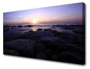 Stampa quadro su tela Paesaggio marino di pietre 100x50 cm