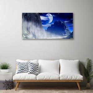 Stampa quadro su tela Montagne Notte Luna Paesaggio 100x50 cm