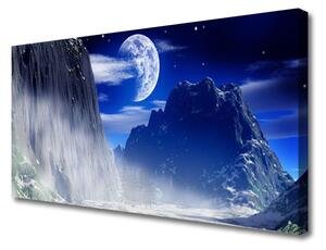 Stampa quadro su tela Montagne Notte Luna Paesaggio 100x50 cm