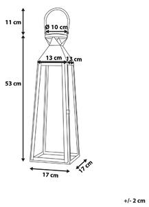 Lanterna in Metallo Nero Acciaio Inox H 53 cm Portacandele a Colonna Conica Beliani