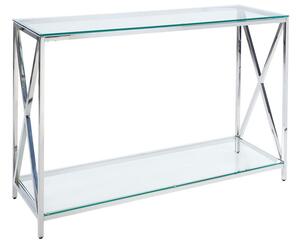 Tavolino in vetro temperato e argento 40 x 60 cm Audet Beliani