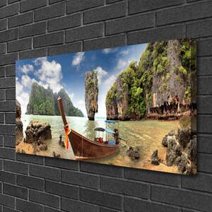 Quadro su tela Paesaggio roccioso della barca 100x50 cm