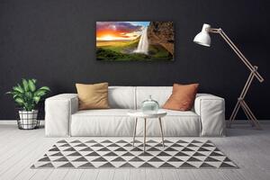 Quadro su tela Montagna della cascata della natura 100x50 cm
