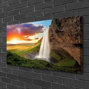 Quadro su tela Montagna della cascata della natura 100x50 cm