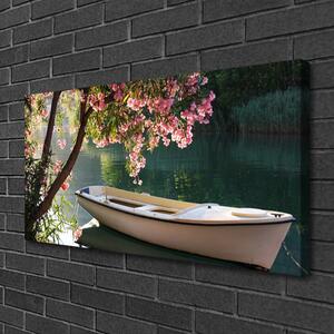 Quadro su tela Paesaggio dell'albero della barca 100x50 cm