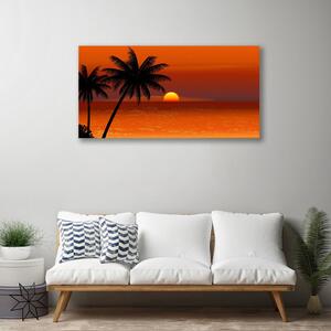 Quadro su tela Paesaggio del sole del mare della palma 100x50 cm