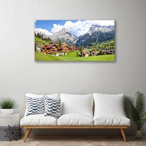 Quadro su tela Case del paesaggio di montagna 100x50 cm