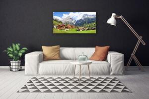 Quadro su tela Case del paesaggio di montagna 125x50 cm
