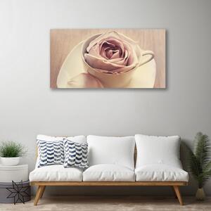 Obraz na Płótnie Kubek Róża Sztuka 100x50 cm
