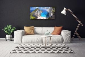 Quadro su tela Paesaggio della spiaggia della montagna della baia 100x50 cm