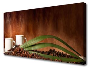 Quadro su tela Tazze da cucina in grani di caffè 100x50 cm