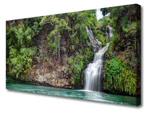 Stampa quadro su tela Cascata Rock Nature 100x50 cm