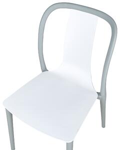 Set di 8 sedie per esterno bianche e grigie impilabili senza braccioli giardino patio terrazzo Beliani