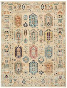 Tribal Pakistan Cornice Beige Crema Blu Turchese Rosso Terracotta 151x200 Cm