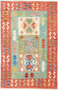 Kilim Afghanistan Cornice Corallo Turchese 99x148 Cm