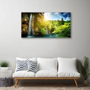 Quadro su tela Paesaggio degli alberi della cascata 100x50 cm