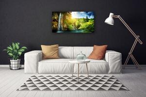 Quadro su tela Paesaggio degli alberi della cascata 100x50 cm