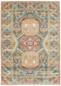 Kazak Fine Pakistan Cornice Smeraldo Terracotta Rosso Mattone Azzurro Ocra Beige 167x235 Cm