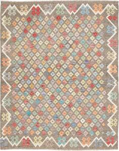 Kilim Afghanistan Astratto Grigio Terra Multi Colore Arcobaleno Pastello 156x193 Cm