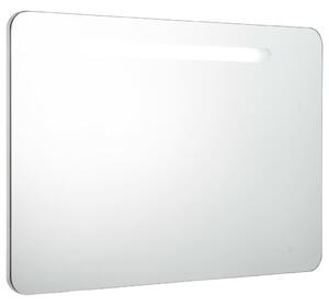 Armadietto Bagno con Specchio e LED 80x9,5x55 cm